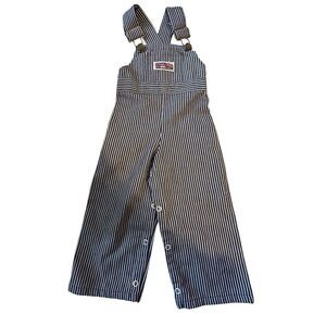 Vintage Stone Apparel Toddler Blue White Striped Overalls Size 18 Months